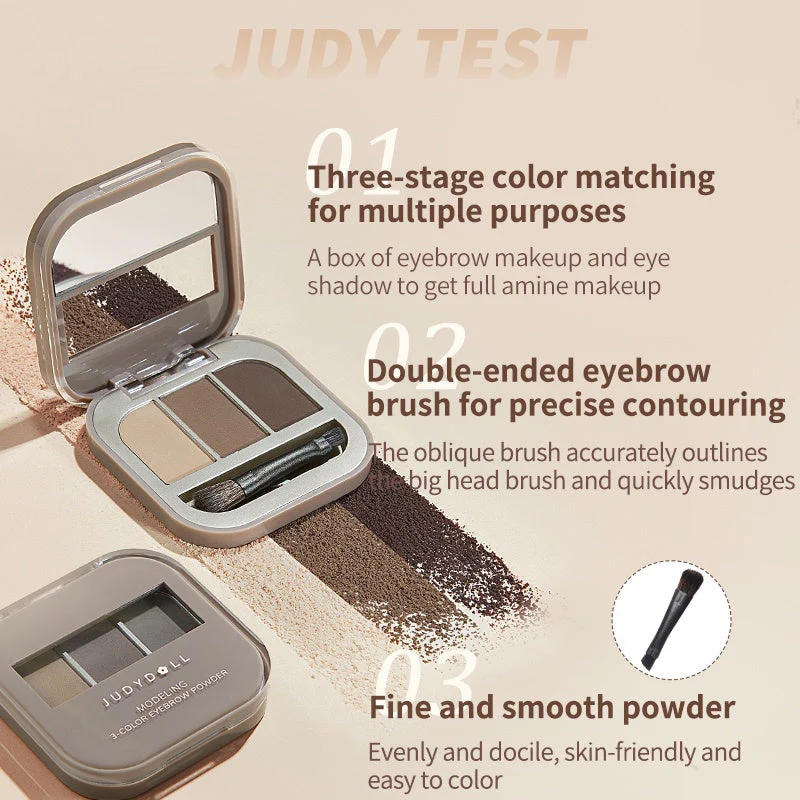 Judydoll 3 Shade Eyebrow Powder [#02 Dark Brown] 2.7g